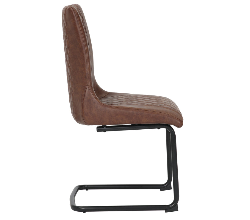 Side image of the Boston Cantilever brown Dining Chairs: Stylish faux leather, cantilever legs