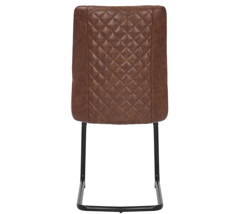 Back image of the Boston Cantilever brown Dining Chairs: Stylish faux leather, cantilever legs