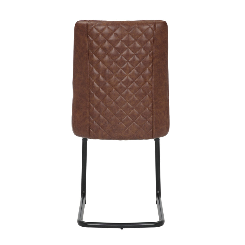 Back image of the Boston Cantilever brown Dining Chairs: Stylish faux leather, cantilever legs