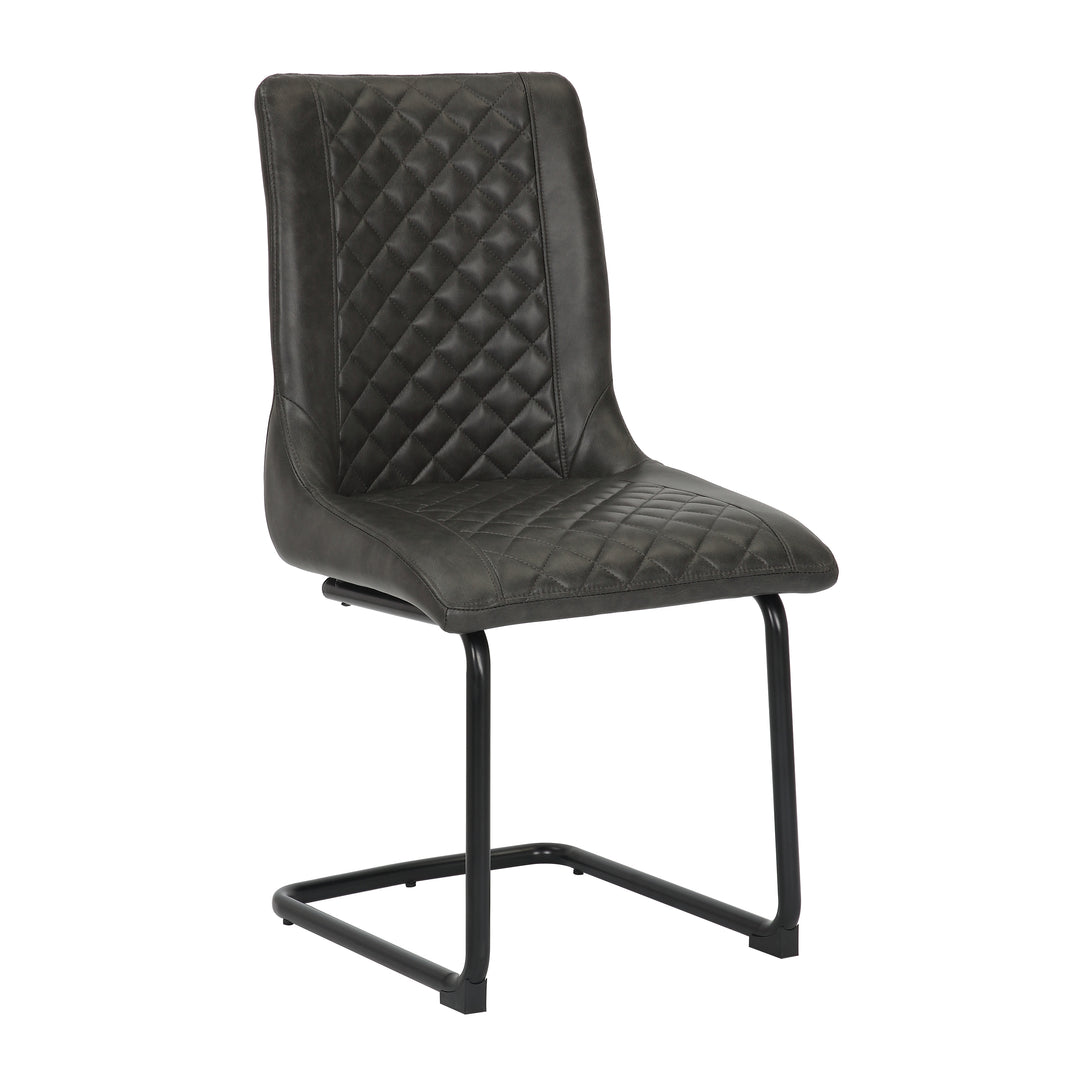 Angled mage of the Boston Cantilever black Dining Chairs: Stylish faux leather, cantilever legs