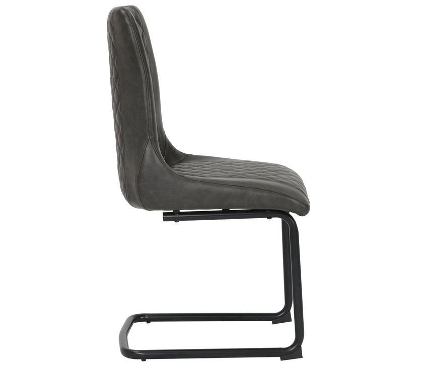 Side image of the Boston Cantilever black Dining Chairs: Stylish faux leather, cantilever legs