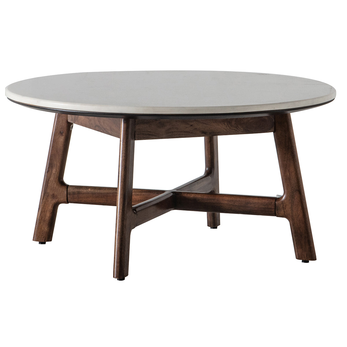 Corona Round Coffee Table with Marble Top