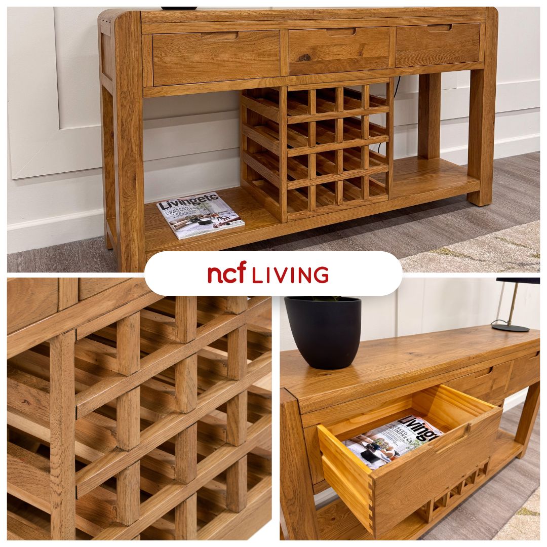 Wooden sideboard with wine rack on sale