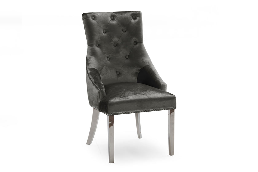 Angled view of the Belvedere Velvet Dining Chair