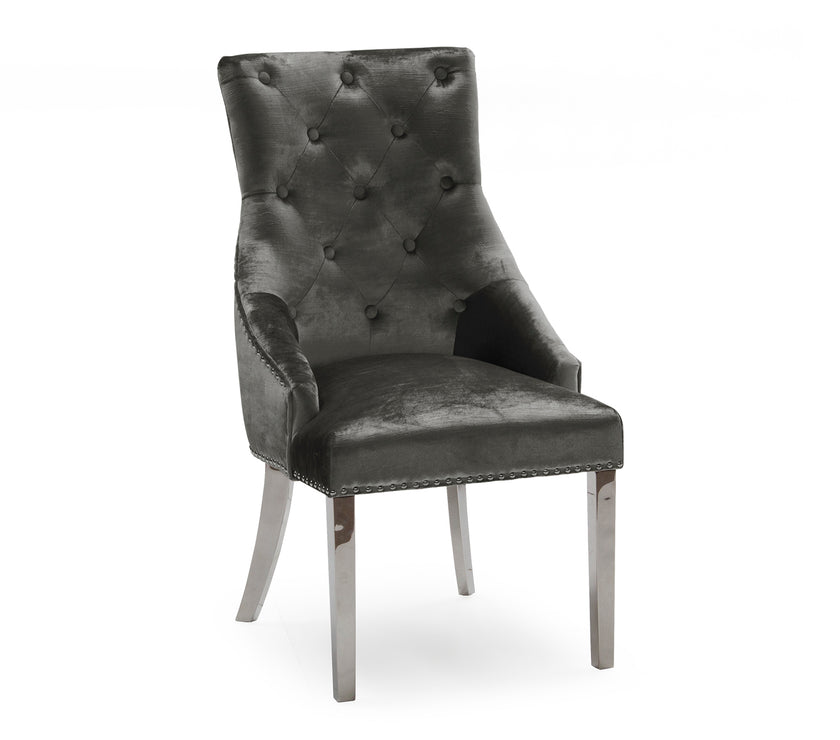 Angled view of the Belvedere Velvet Dining Chair