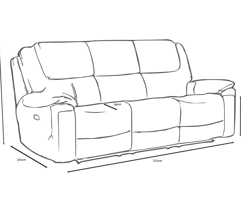 The dimensions of the Brentor 3 Seater Recliner Sofa