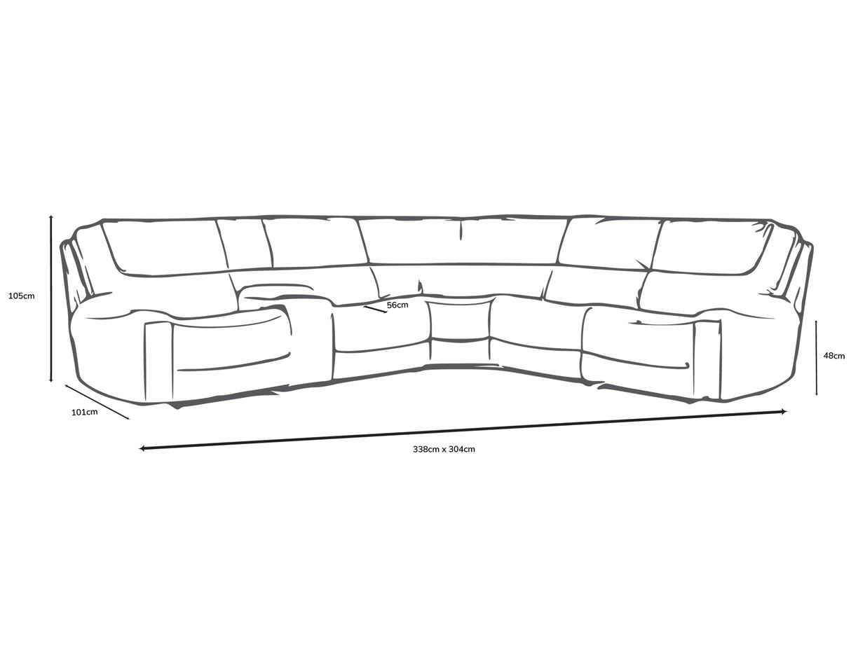 The dimensions of the Brentor Corner Recliner Sofa