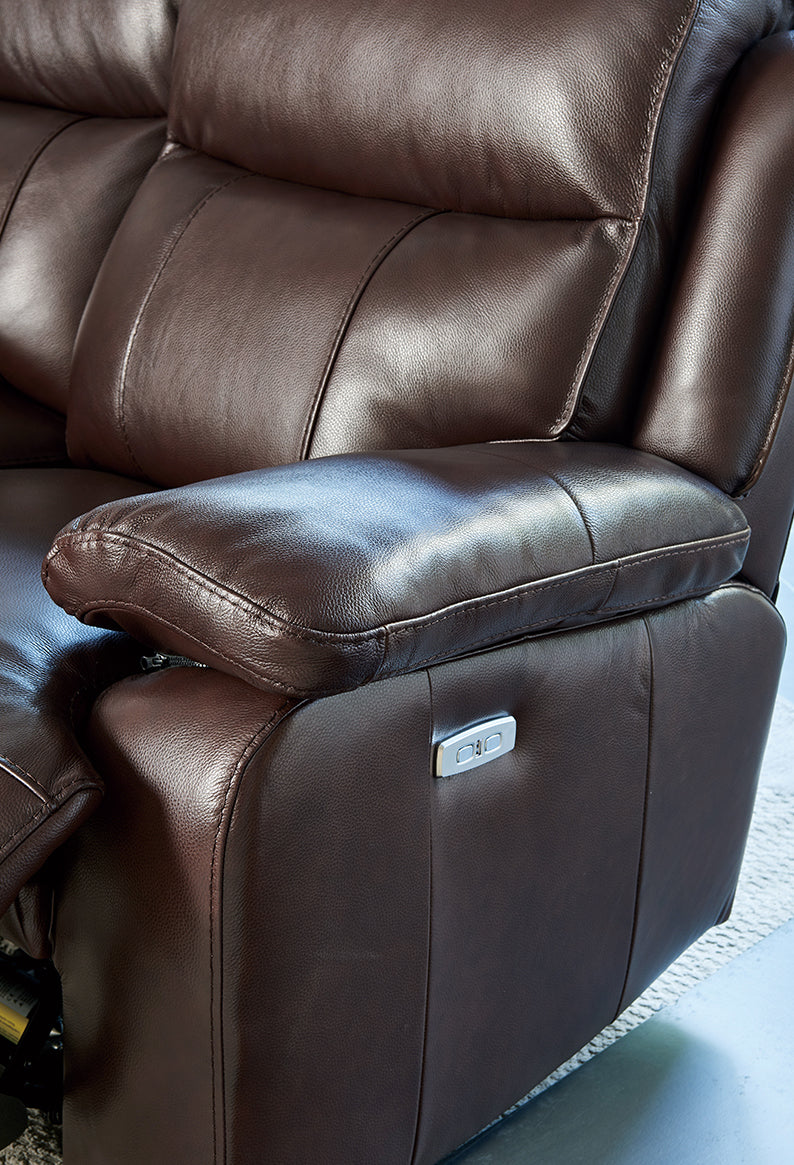 Montana Leather Corner Sofa with 2 Power Recliners and Power Headrest