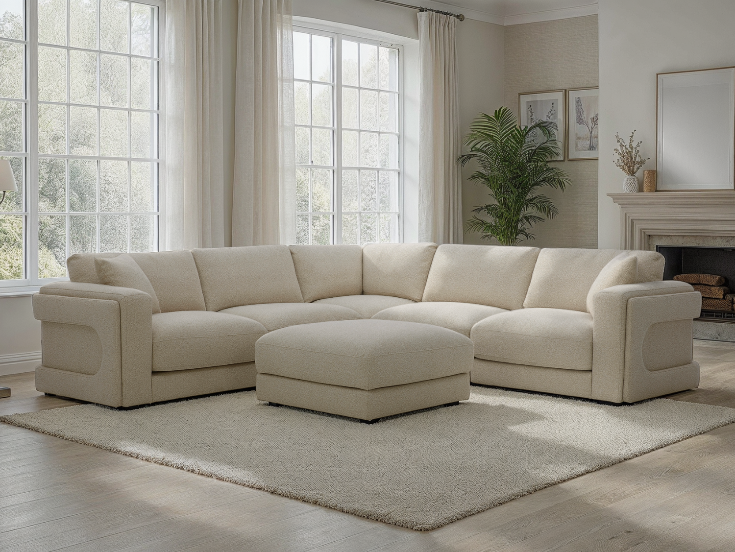 Cloud 2 Corner 2 Modular Static Sofa with Stool