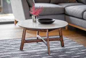 Corona Round Coffee Table with Marble Top