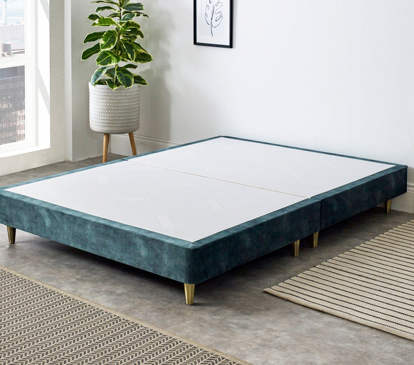 William Night Low Divan Bed Base On Metal Bronze Legs