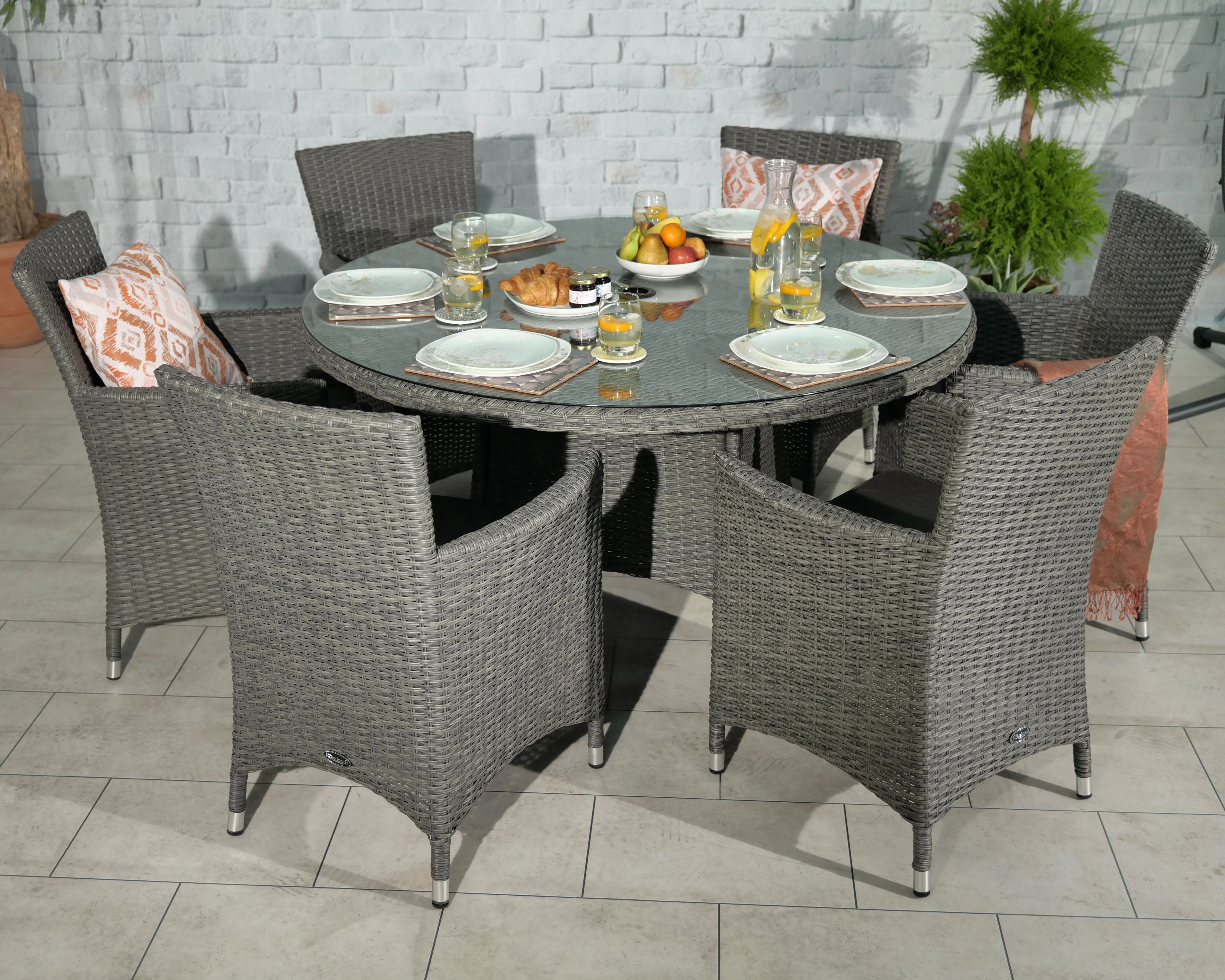 Paris 6 Seater Garden Round Carver Dining Set