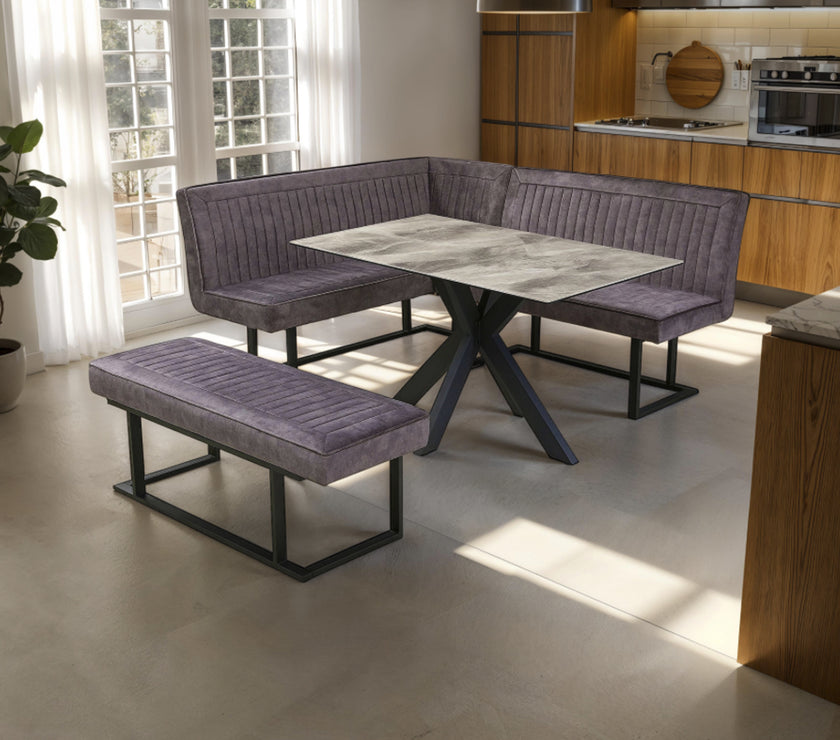 Ebony Dining Set with Bench and Ceramic Table