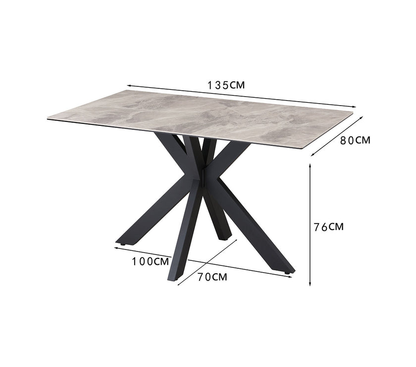 Ebony Dining Set with Bench and Ceramic Table