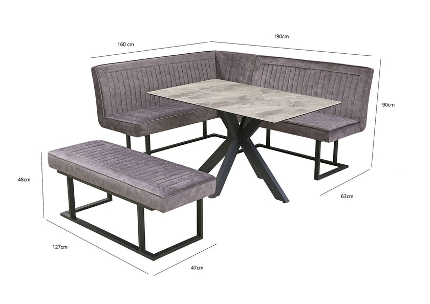 Ebony Dining Set with Bench and Ceramic Table