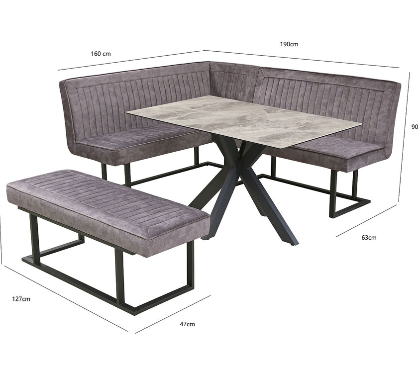 Ebony Dining Set with Bench and Ceramic Table