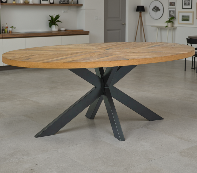 Elliot Rustic Oak Oval Dining Table