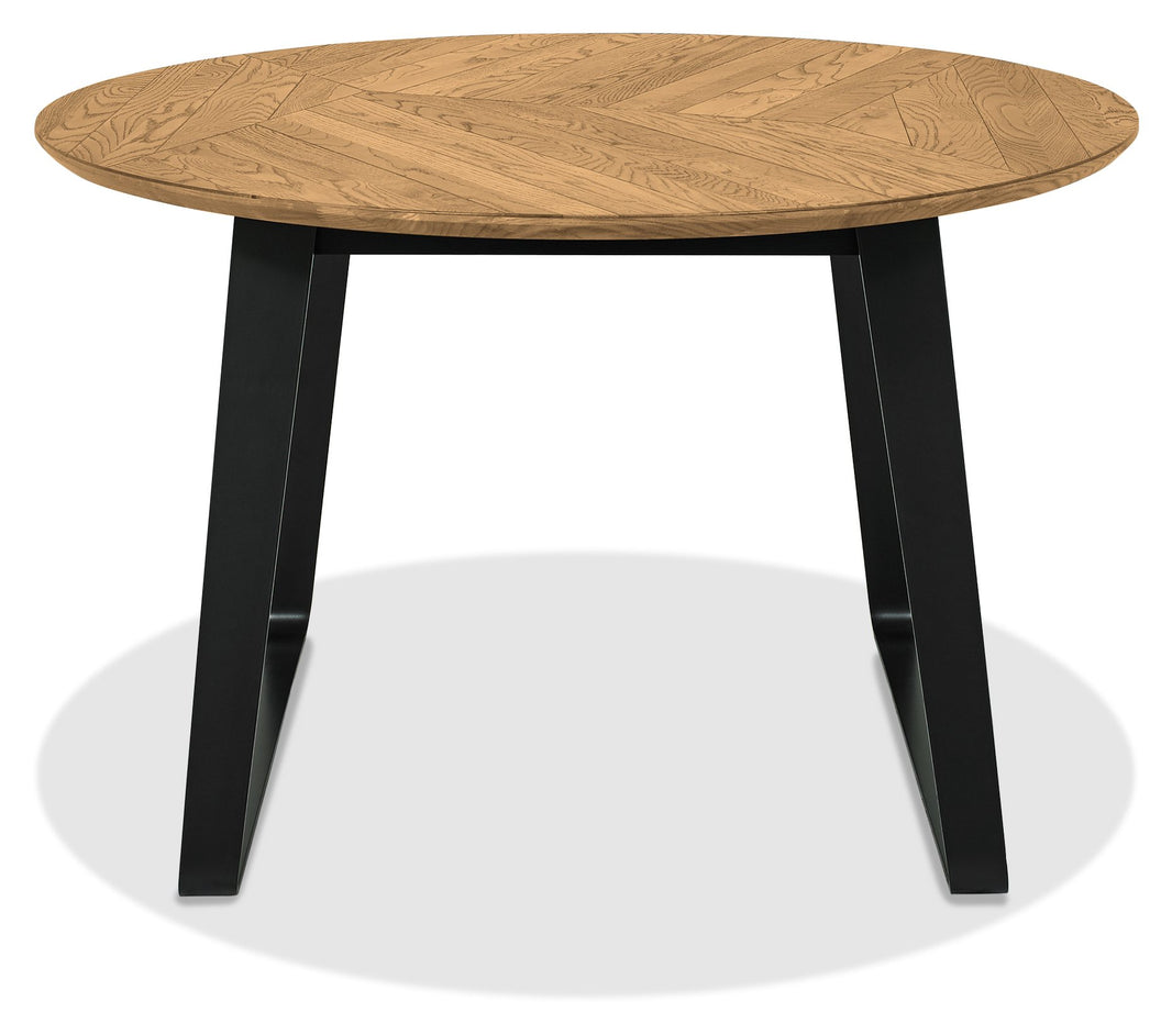 Front view of the Henderson Round Dining Table.