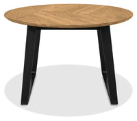 Front view of the Henderson Round Dining Table.