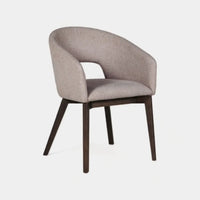 Front and angled view of the Everest Fabric Dining Chairs with plush padding and sturdy legs.