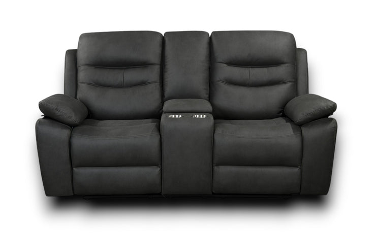 Fuji 2 Seater Recliner Sofa with Power Headrest, USB & USC and Console unit