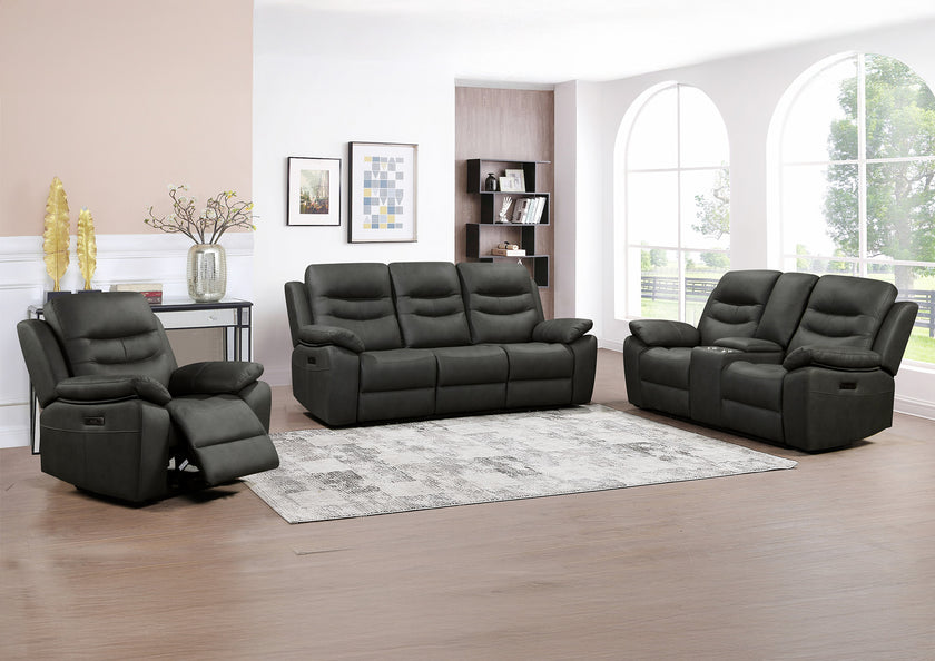 Fuji 3 Seater Recliner Sofa with Power Headrest, USB & USC