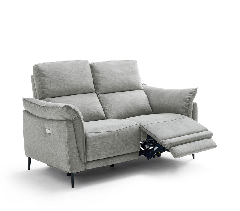 Angled view of the Kansas 2 Seater Recliner Sofa in a reclined position against a white background