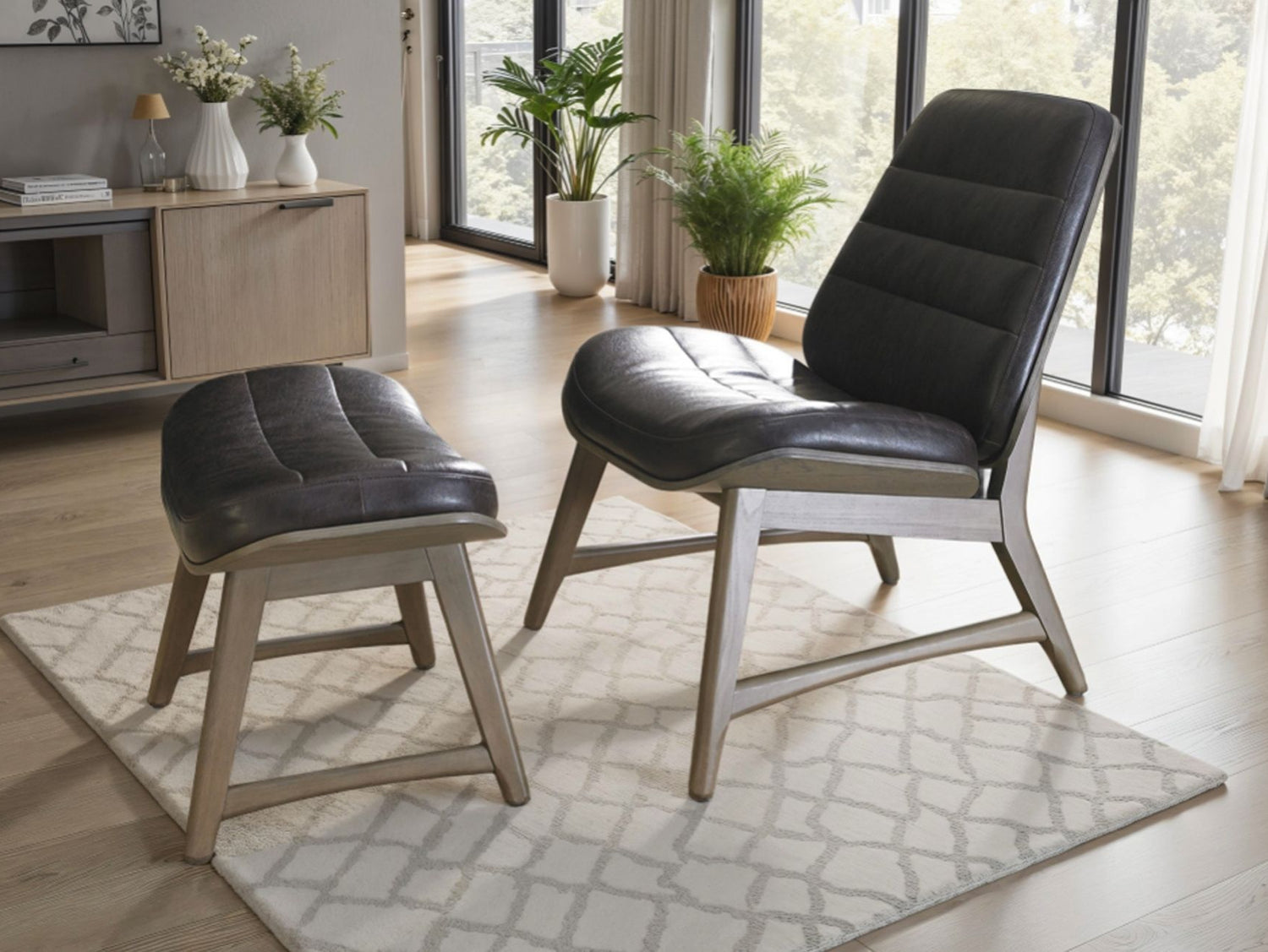Heritage Leather Chair + Footstool (Package Deal)