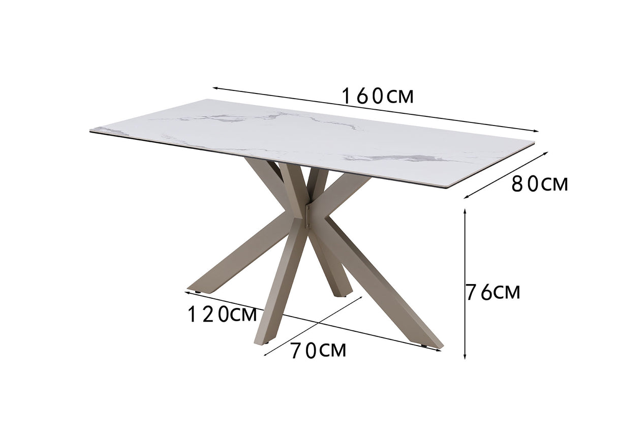 Ivory Dining Set with Bench and Ceramic Table