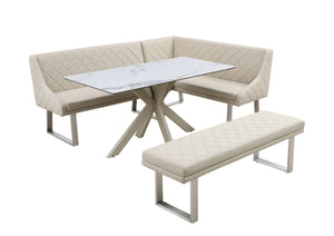 Ivory Dining Set with Bench and Ceramic Table