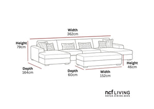 Kallis U-Shape Corner Sofa (Footstool Sold Separately)