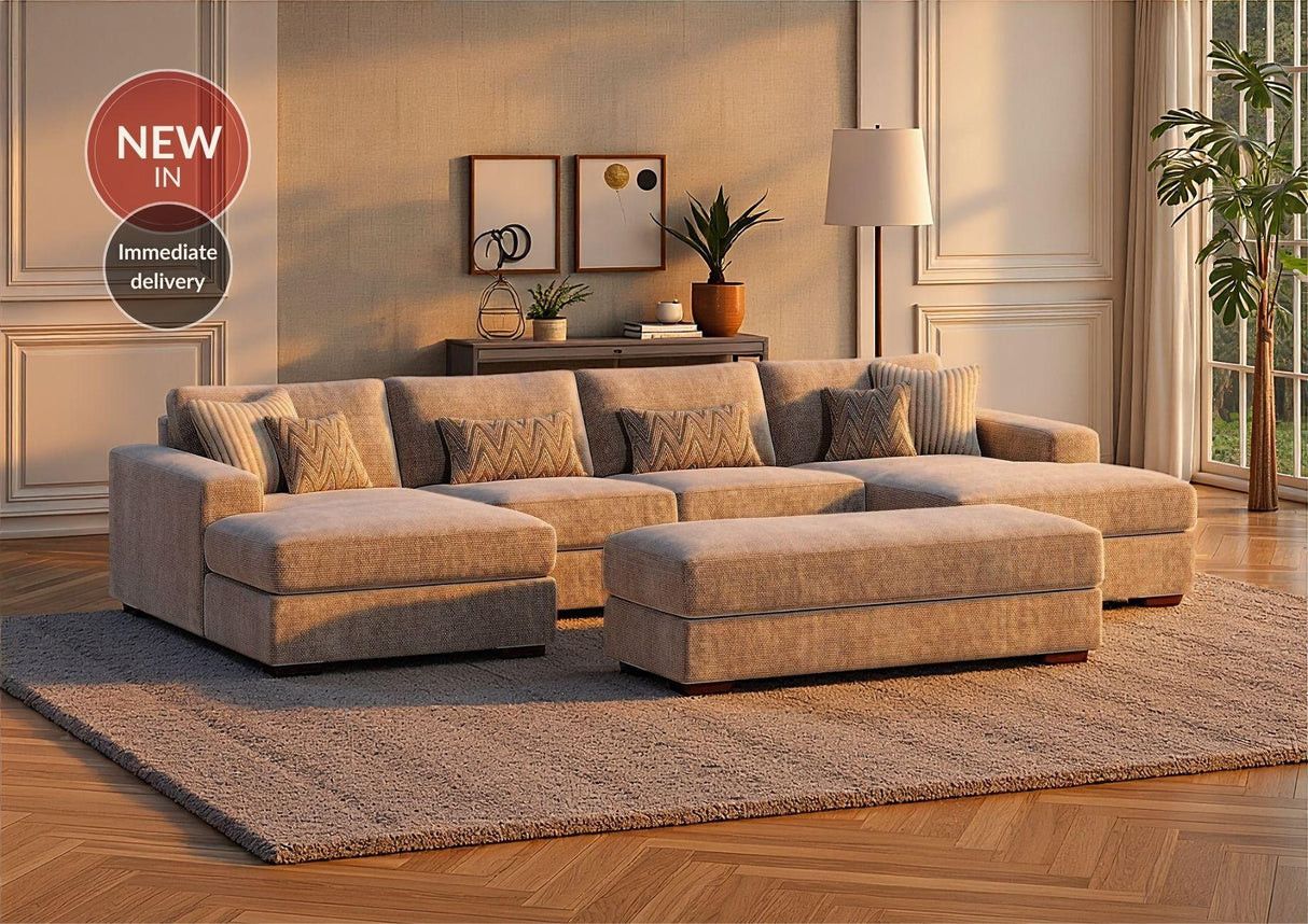 Kallis U-Shape Corner Sofa (Footstool Sold Separately)