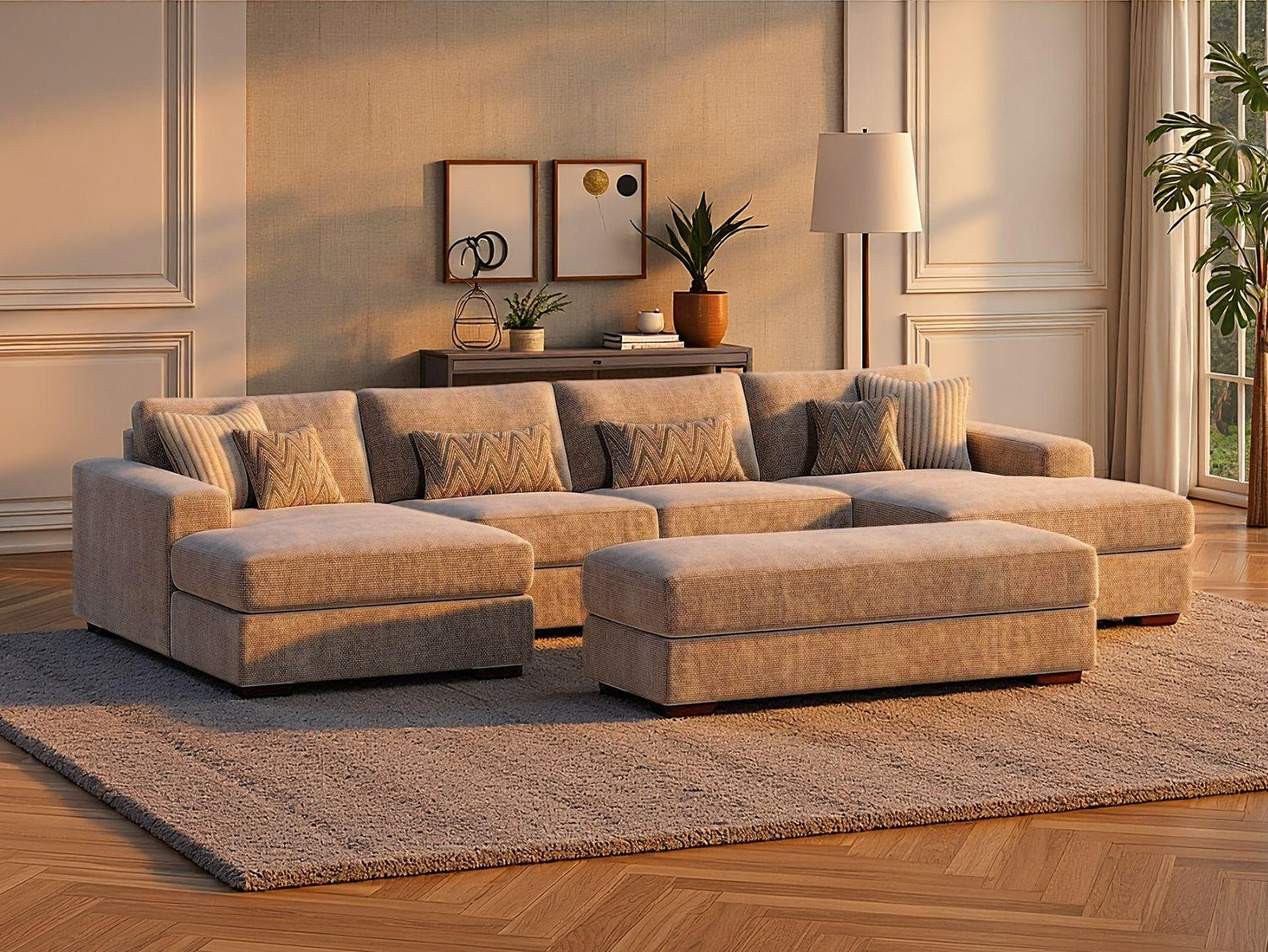 Kallis U-Shape Corner Sofa (Footstool Sold Separately)