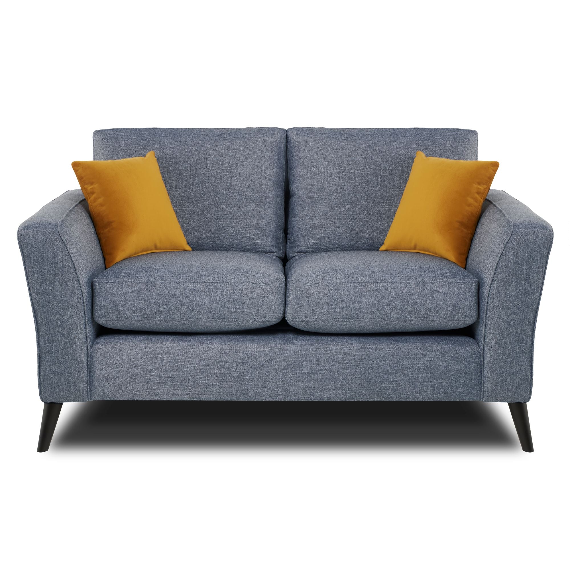 Libby 2 seater sofa in denim colour on white background