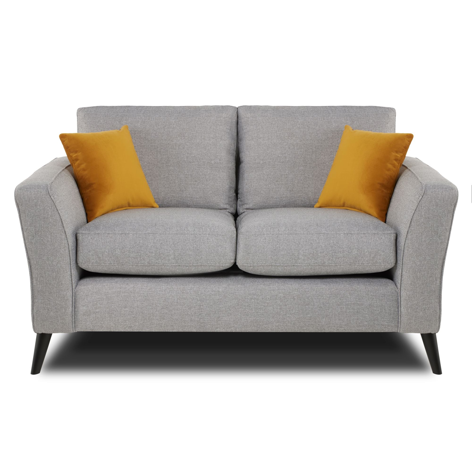libby 2 seater sofa in silver shown front facing with a white background 