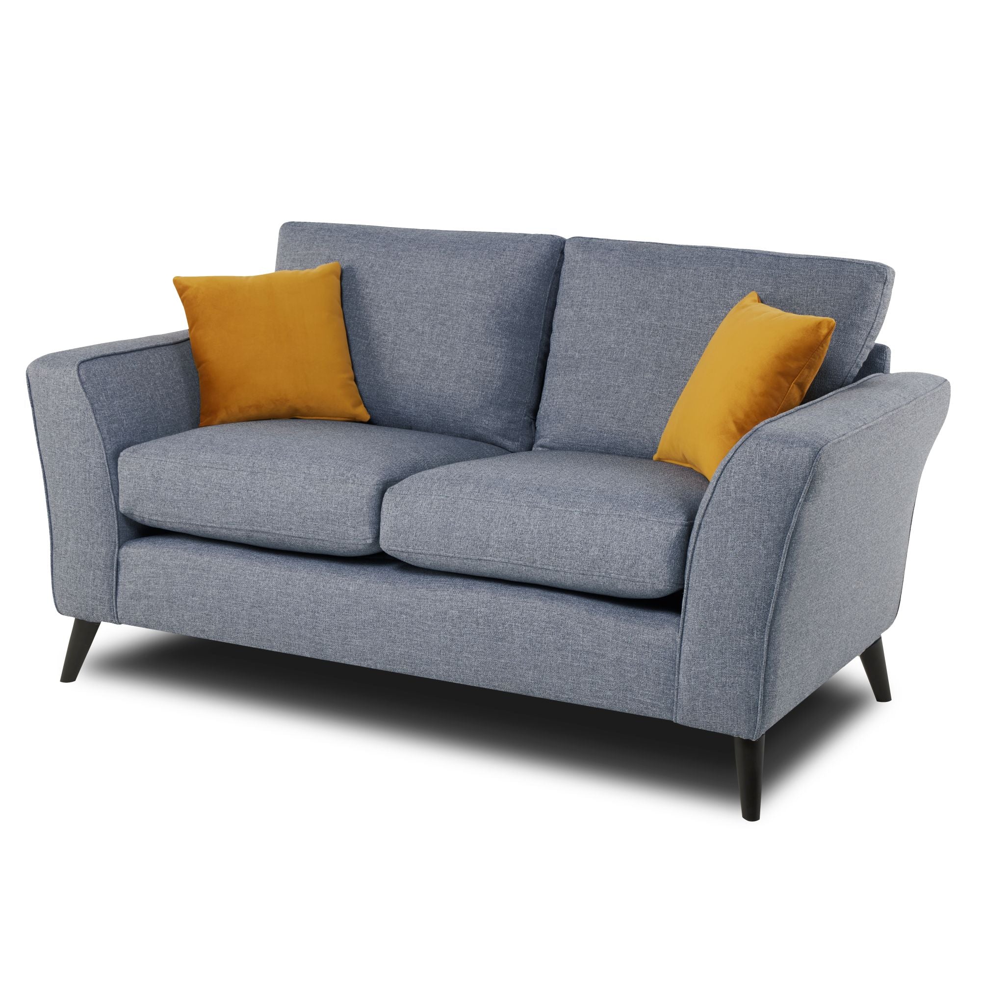 Libby 2 seater in colour denim on an angle with white background 