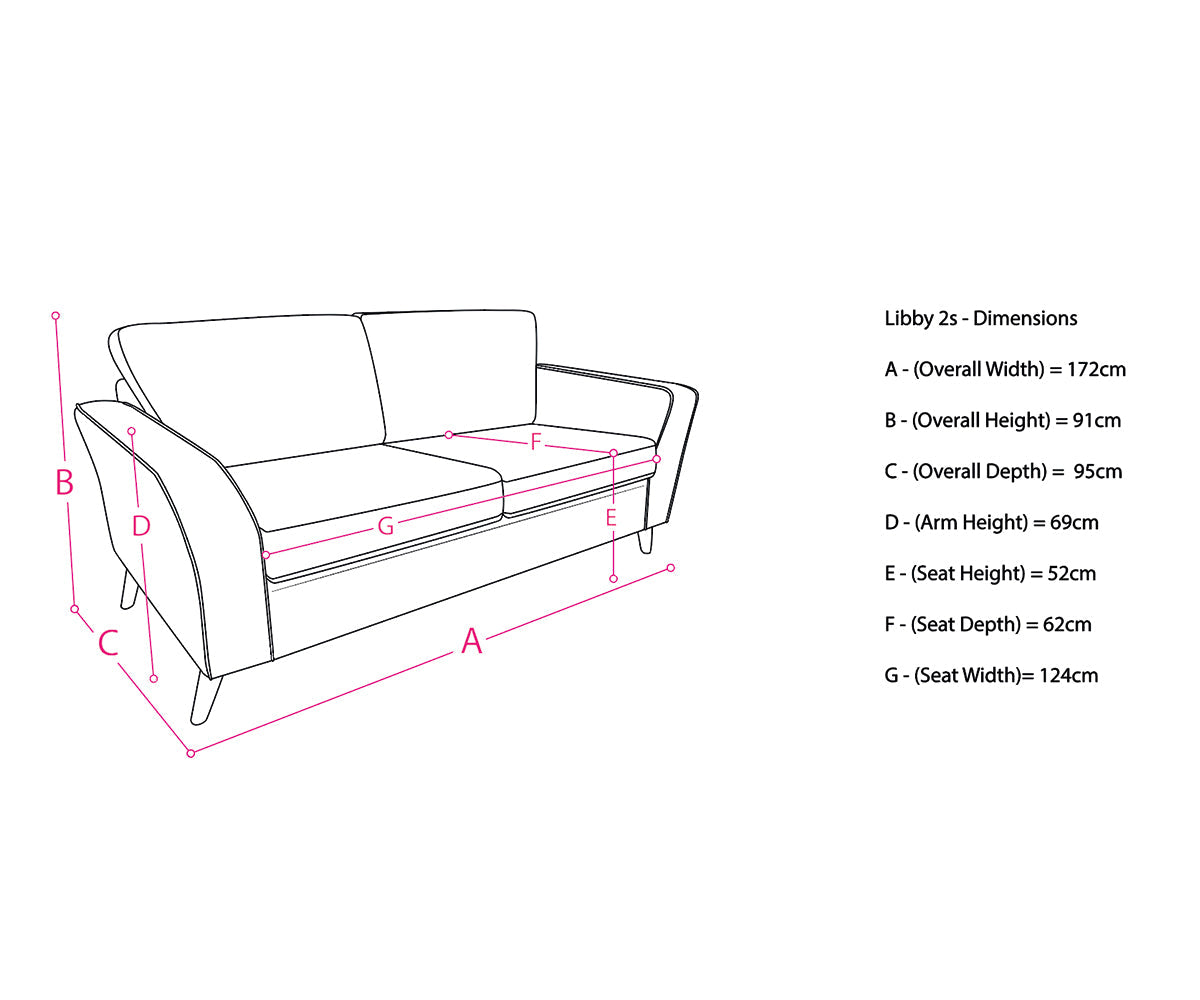 Libby 2 seater dimensions diagram 