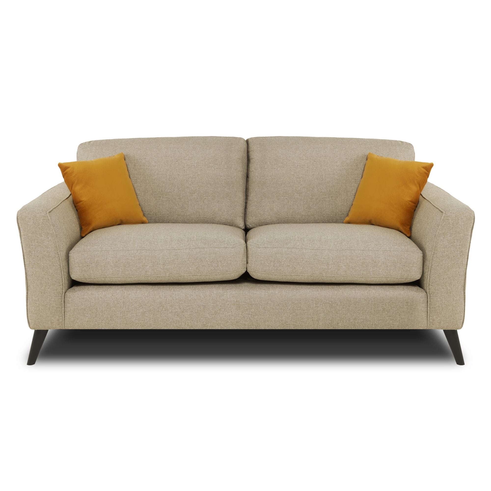 Libby 3 seater sofa in Oatmeal shown face on with a white background 