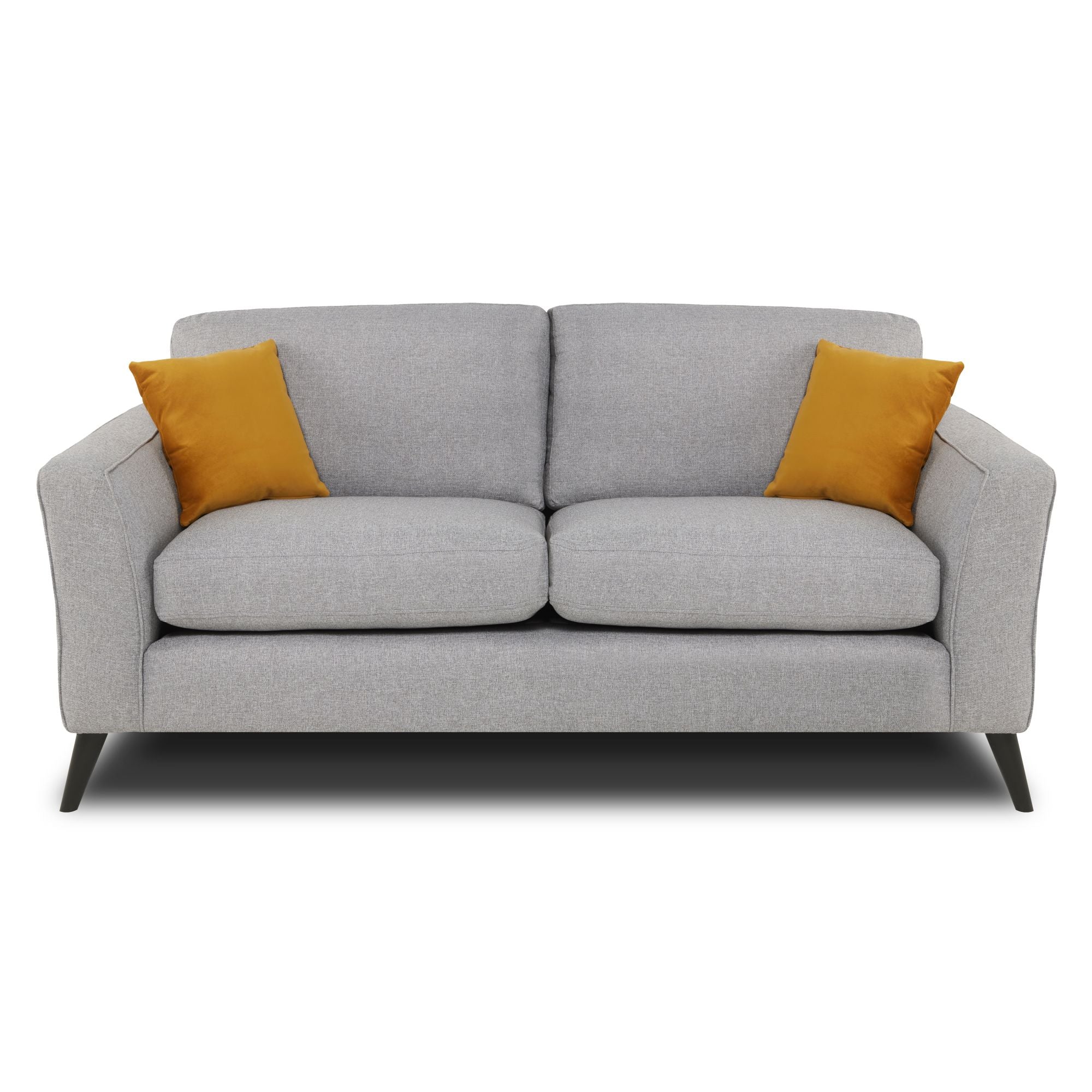Libby 3 seater sofa in silver front facing on a white background 