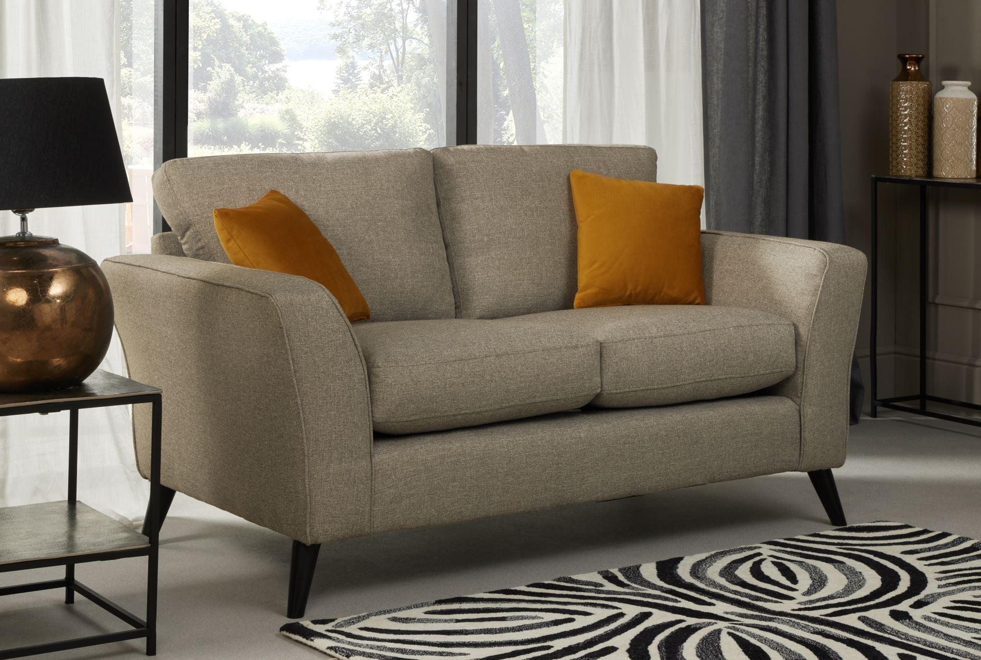 Libby 2 seater sofa in oatmeal show in a room setting