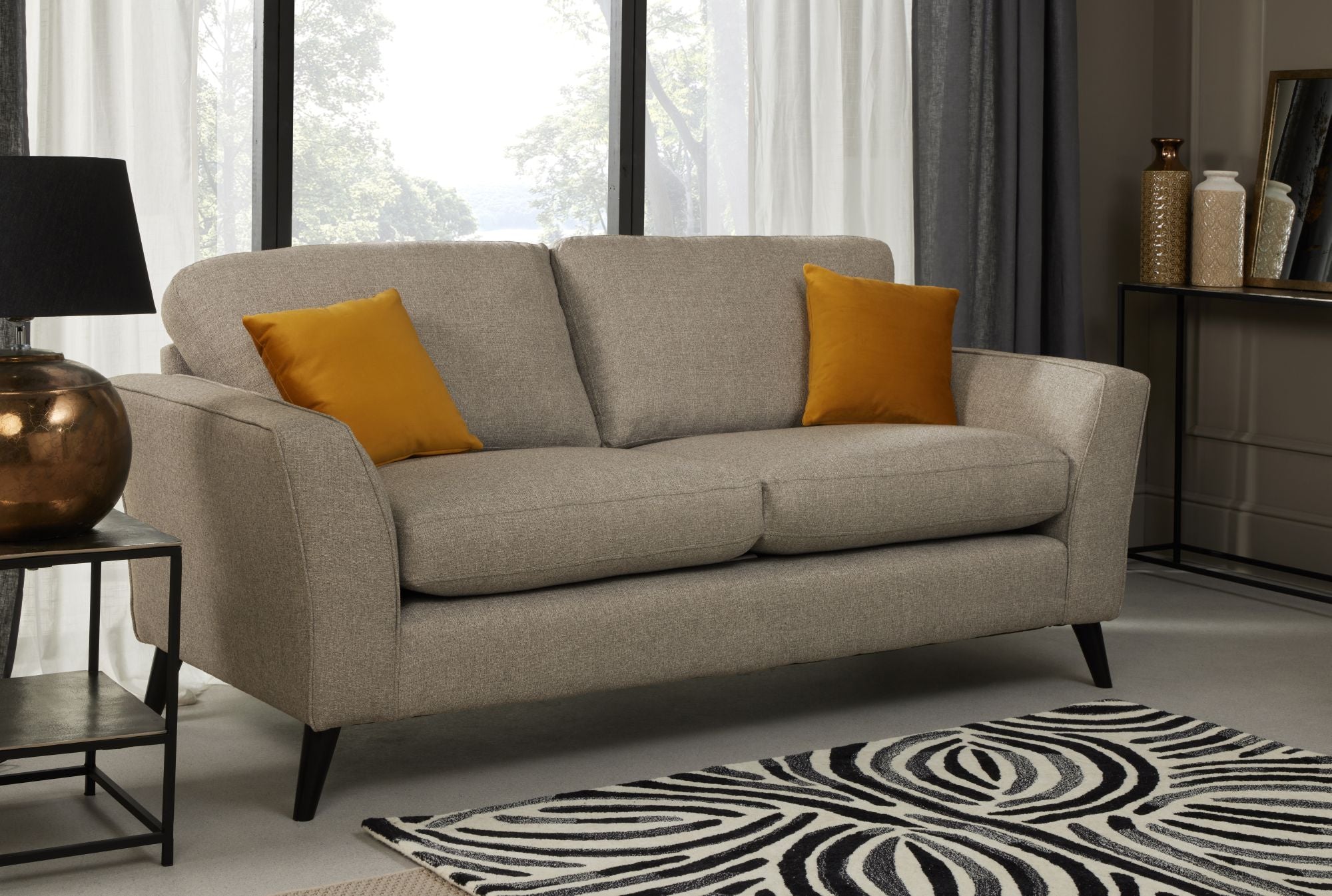 Libby 3 seater in Oatmeal shown in a room setting 