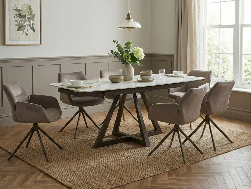 Libra Ceramic Dining Table with 4 Chairs Package