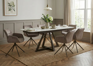 Libra Ceramic Dining Table with 4 Chairs Package