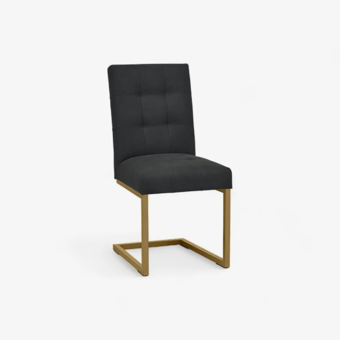 Lindos Fumed Oak Upholstered Cantilever Chair - Black Fabric