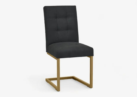 Set of 2 Lindos Cantilever Fumed Oak Dining Chairs - Black Fabric
