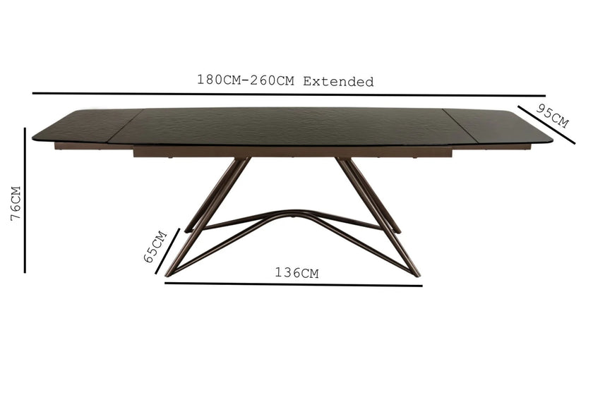 Louvre Fused Glass Extending Dining Table