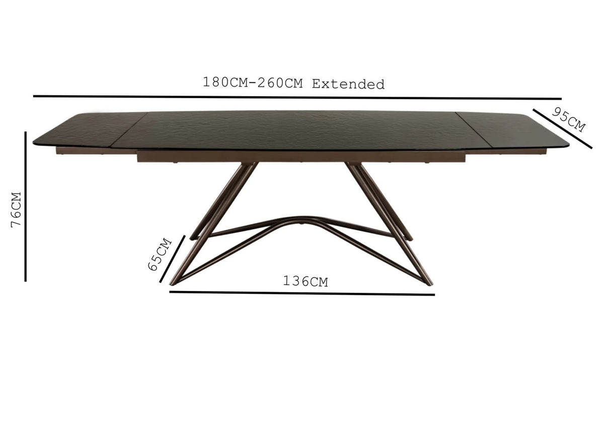 Louvre Fused Glass Extending Dining Table