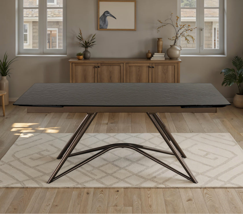 Louvre Fused Glass Extending Dining Table