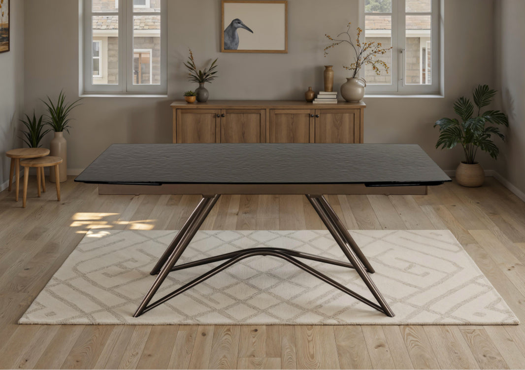 Louvre Fused Glass Extending Dining Table