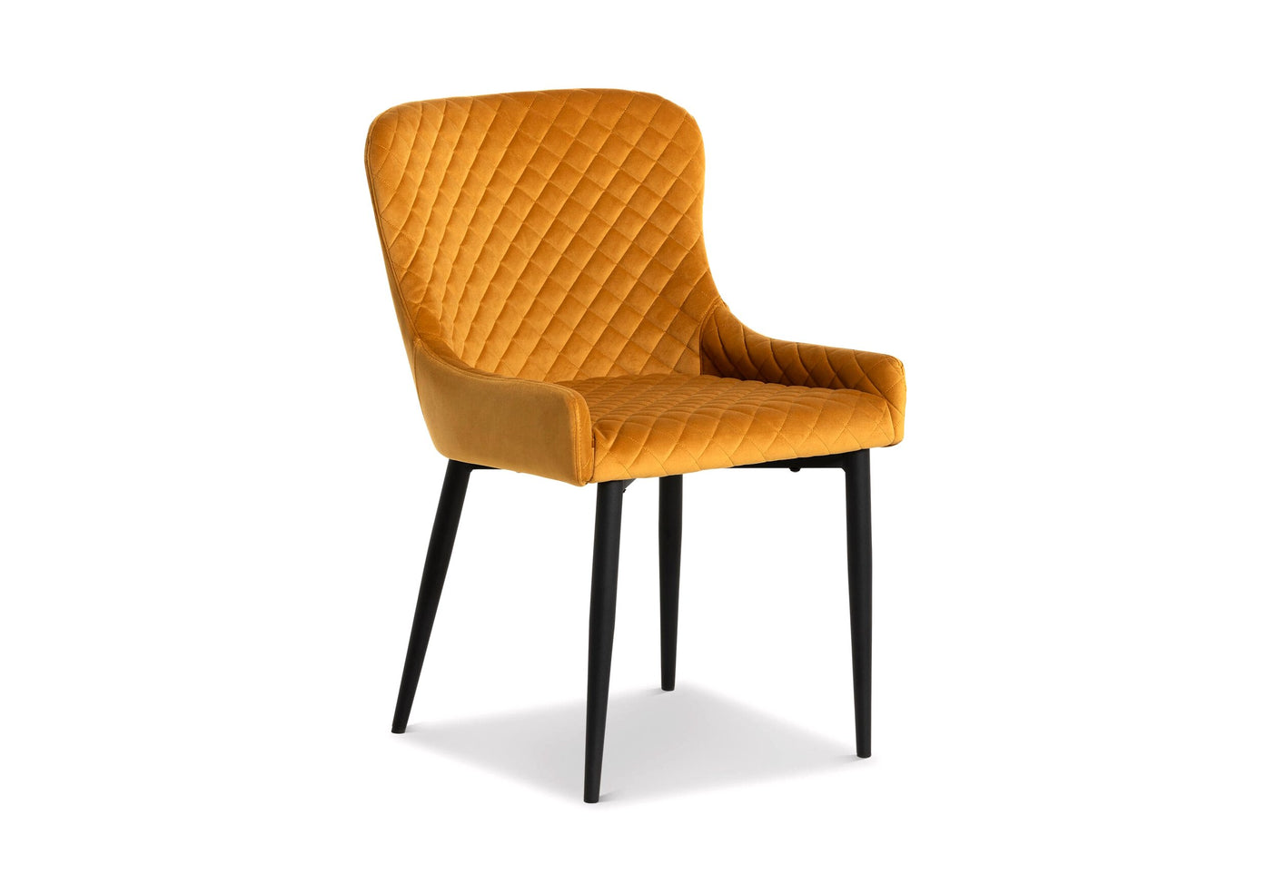 Mustard yellow quilted velvet dining chair